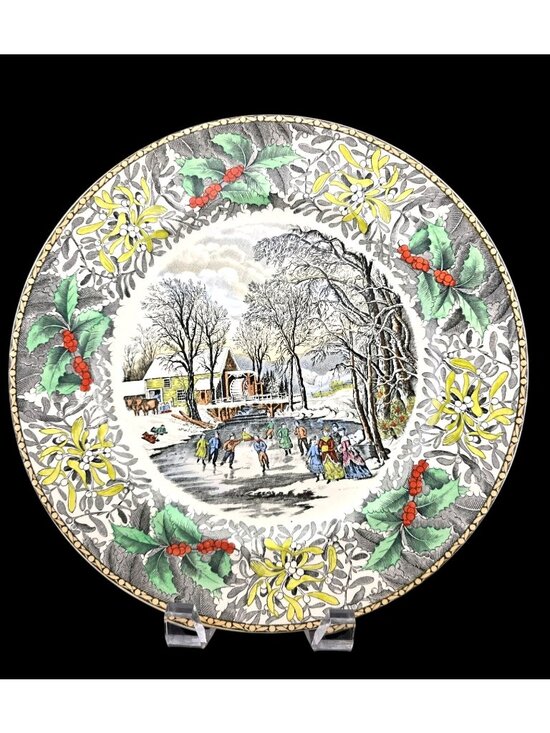 Adams Other - Adams China Winter Pastime 10.5" Dinner Plate Winter Scenes B. Altman England